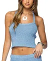 Edikted Shaylee Sequin Halter Crop Sweater Tank
