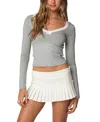 EDIKTED SHAYNI LACE TRIM LONG SLEEVE TOP