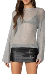Edikted Sheer Bell Sleeve Sweater In Silver