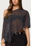 Edikted Sheer Chiffon Asymmetric Polka Dot Poncho Top In Black/and/white, Women's At Urban Outfitters In Black