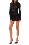 Edikted Embroidered Sheer Knit Mini Dress In Black