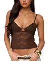 Edikted Cutout Sheer Lace Crop Camisole
