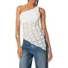 Edikted Sheer Lace One-shoulder Asymmetric Top In White