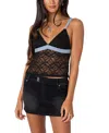 Edikted Open Back Sheer Lace Camisole In Black