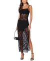 Edikted Sheer Mesh & Lace Patchwork Maxi Dress In Black