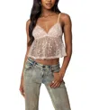 Edikted Sheer Sequin Babydoll Tank Top In Neutral