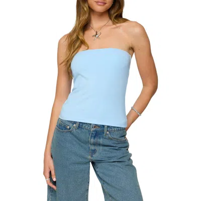 Edikted Shelf Bra Stretch Cotton Tube Top In Blue