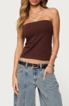Edikted Shelf Bra Stretch Cotton Tube Top In Brown