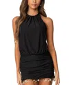 Edikted Shellie Paillette Fringe Minidress In Black