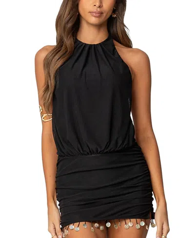 EDIKTED SHELLIE FRINGE BACKLESS MINI DRESS
