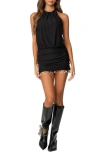 Edikted Shellie Paillette Fringe Minidress In Black
