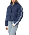 Edikted Sherry Side Stripe Puffer Jacket In Navy