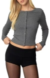 Edikted Shilo Rib Cardigan In Dark-gray