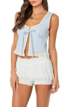 Edikted Shiloh Eyelet Trim Flyaway Tank Top In Light-blue
