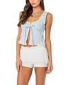 Edikted Shiloh Eyelet Trim Flyaway Tank Top In Light Blue