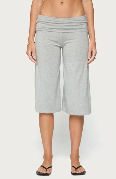Edikted Shirly Wide Leg Foldover Capri Pants In Gray