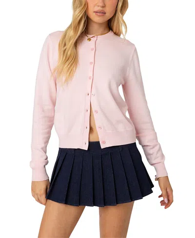 Edikted Shlo Knitted Cardigan In Bright Pink