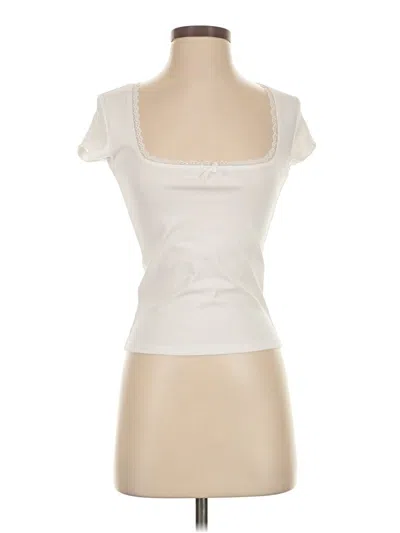 Pre-owned Edikted Short Sleeve Top Ivory Sweetheart Neckline Tops In White