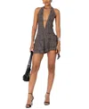 EDIKTED SHREDDED BACKLESS HALTER MINI DRESS