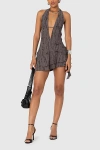 Edikted Shredded Backless Halter Mini Dress In Brown, Women's At Urban Outfitters