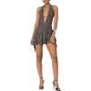 EDIKTED EDIKTED SHREDDED HALTER STRETCH MINIDRESS