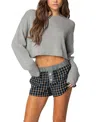 Edikted Shyrah Oversize Knit Crop Top In Gray Melange