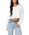 Edikted Shyrah Oversize Knit Crop Top In White