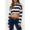 Edikted Shyrah Stripe Oversize Knit Crop Top In Multi