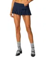 Edikted Side Bow Pleated Stretch Cotton Miniskort In Navy