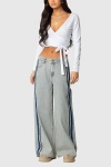 Edikted Side Stripe Washed Low Rise Jeans In Light/blue, Women's At Urban Outfitters