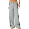 Edikted Side Stripe Wide Leg Jeans In Light-blue