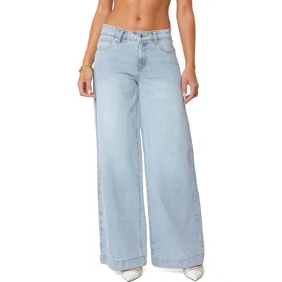 Edikted Sidonie Low Rise Wide Leg Jeans In Light-blue