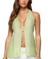 Edikted Silky Look Split Front Halter Top In Green