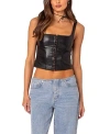 Edikted Simone Faux Leather Corset Top In Black