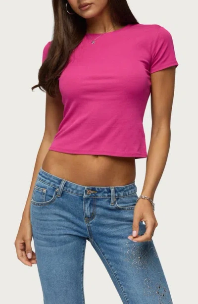 Edikted Sirenna Crop Stretch Cotton T-shirt In Pink