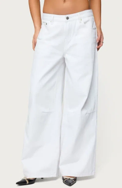 Edikted Skater Girl Low Rise Baggy Jeans In White