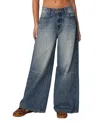 Edikted Skater Low Rise Nonstretch Wide Leg Jeans In Blue Washed