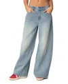 Edikted Skater Girl Washed Low Rise Jeans In Light Blue