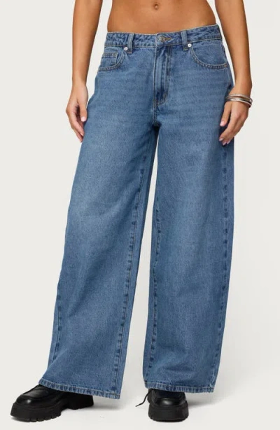Edikted Skye Low Rise Baggy Wide Leg Jeans In Blue