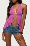 Edikted Skye Split Front Halter Top In Purple
