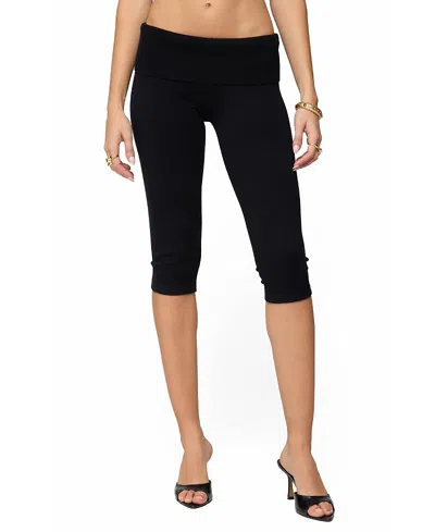 Edikted Skyla Knit Capri Pants In Black