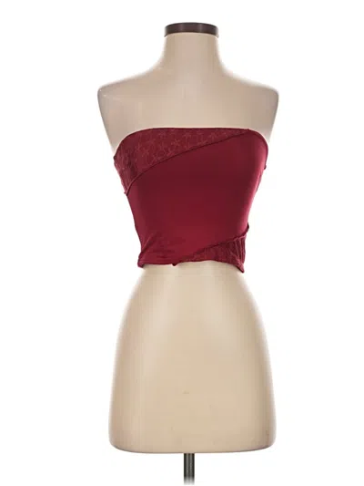 Pre-owned Edikted Sleeveless Top Burgundy Strapless Neckline Tops
