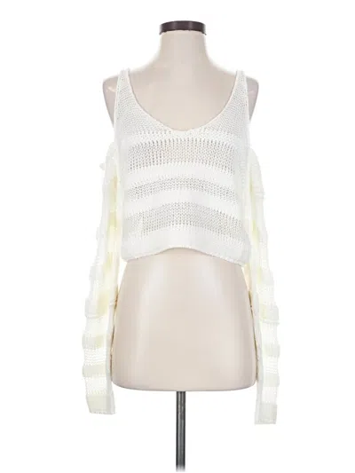 Pre-owned Edikted Sleeveless Top Ivory Halter Neckline Tops