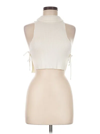 Pre-owned Edikted Sleeveless Top Ivory Halter Neckline Tops