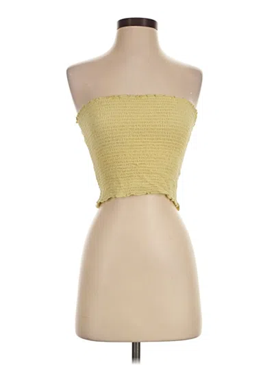 Pre-owned Edikted Sleeveless Top Yellow Strapless Neckline Tops
