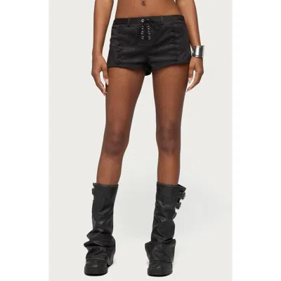 Edikted Sloane Faux Suede Micro Shorts In Black