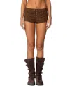 Edikted Sloane Faux Suede Micro Shorts In Brown