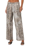 Edikted Snakeskin Print Low Rise Wide Leg Jeans In Mix