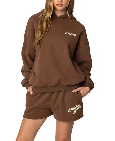 Edikted So Sporty Hoodie In Brown