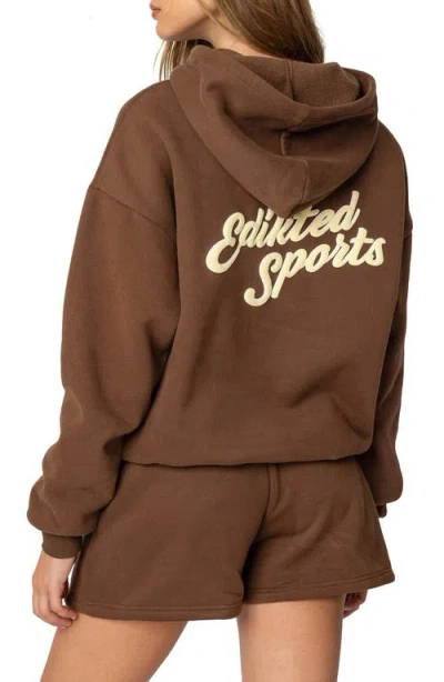 Edikted So Sporty Hoodie In Brown